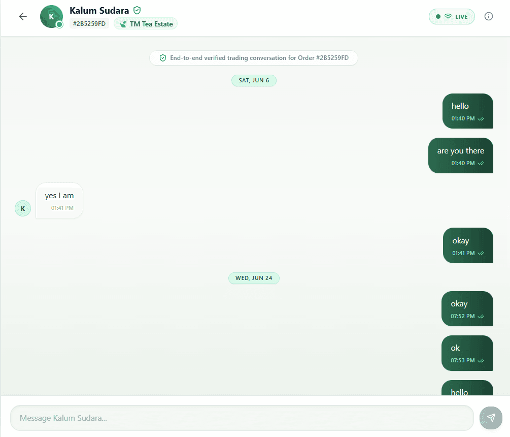 Buyer-seller messaging system interface for direct trade negotiation and order communication