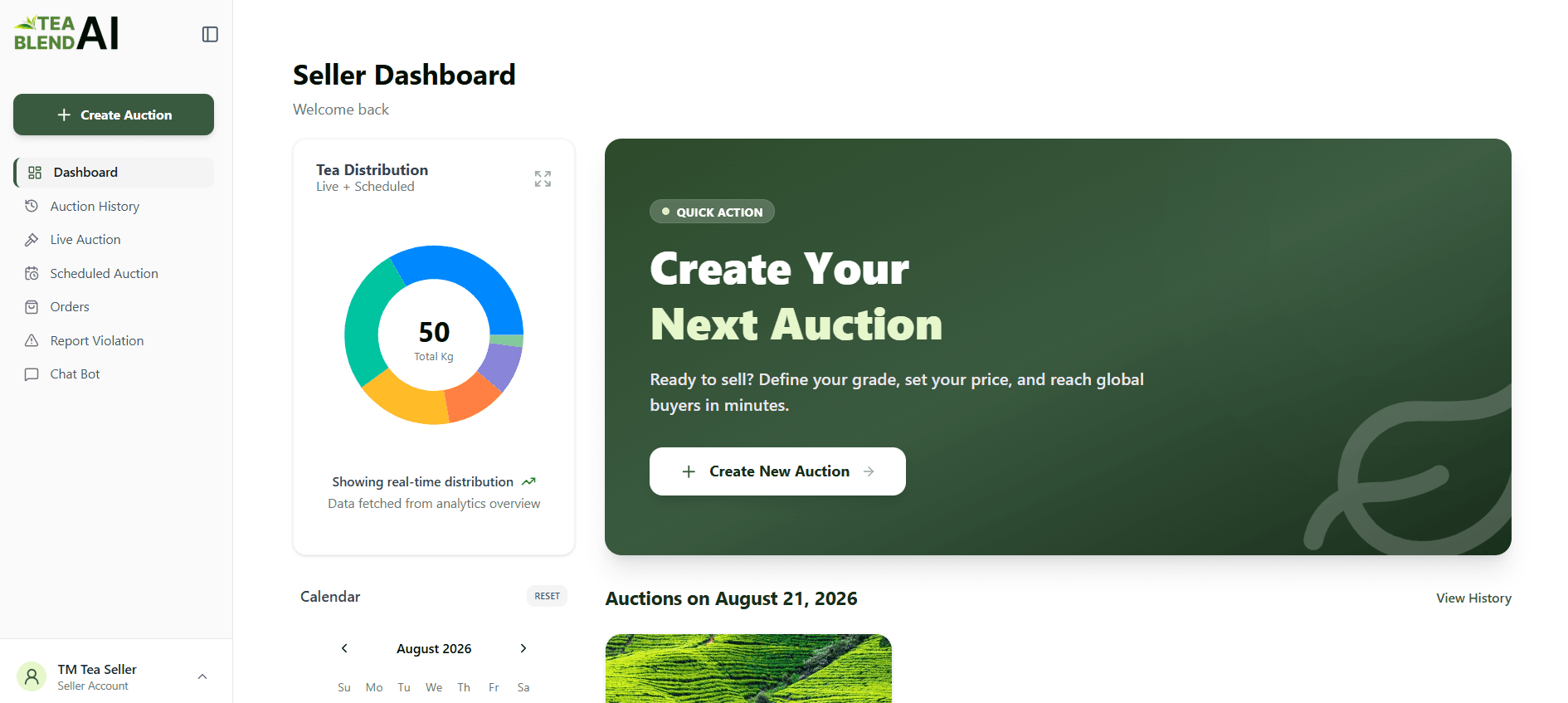 TeaBlendAI Seller Dashboard interface preview